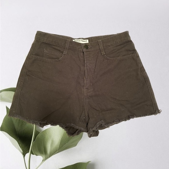 American Apparel - High Waisted Black Jean Shorts - Picture 1 of 8